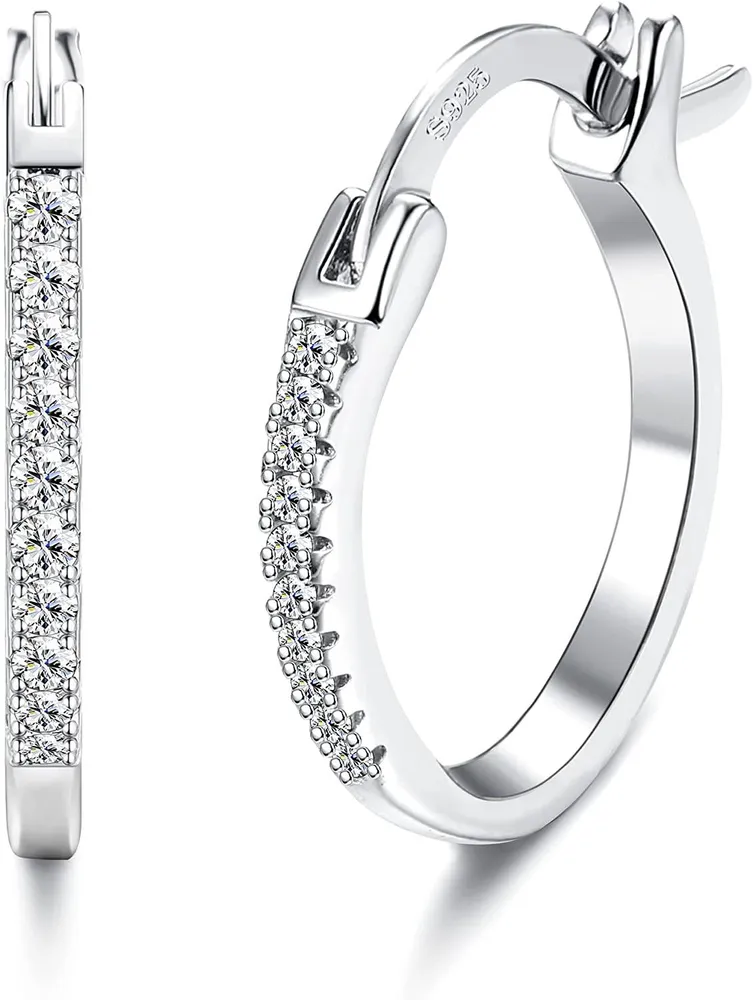 925 Sterling Silber Hoop Ohrringe für Frauen Hypoallergen Cubic Zirkonia Round Hoop Hinge Ohrringe für Frauen Mädchen Valentine Geburtstag Geschenke