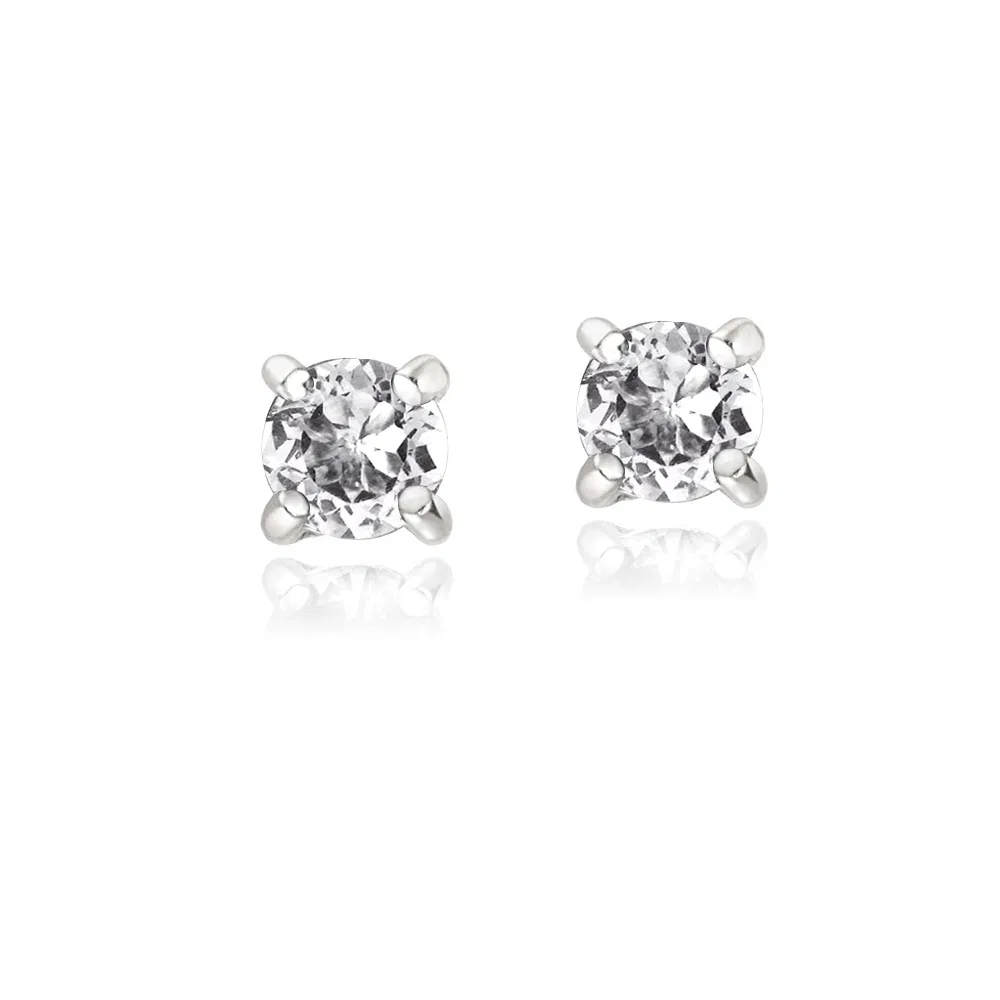 Sterling Silber .5ct weiße Topaz Runde Stud Ohrringe, 3mm