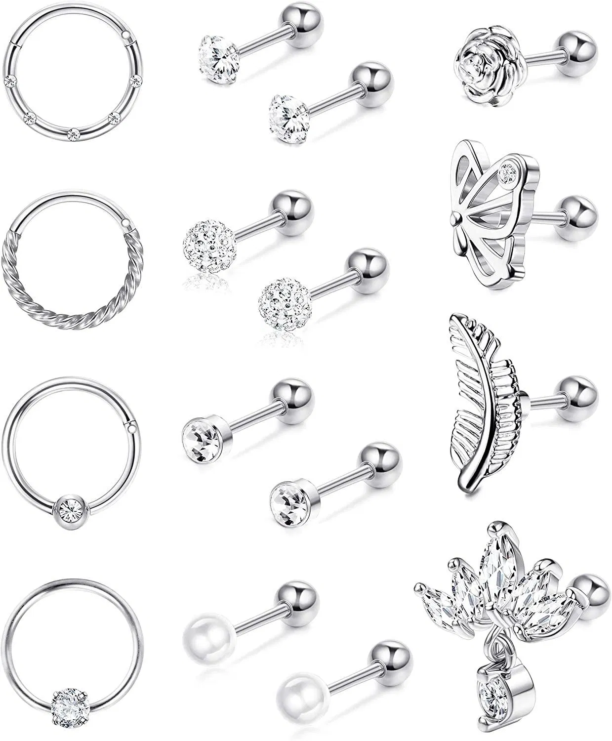 16G Knorpel Tragus Ohrringe Studs Barbell Lippenringe Chirurgische Septum Ring Hoop Ohr Helix Daith Rook Nase Piercing für Frauen Männer