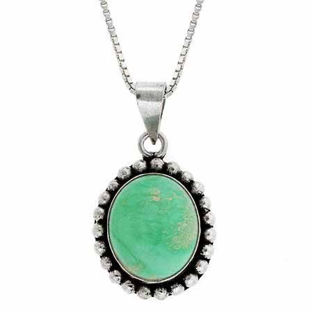 Sterling Silber Variscite Bali Perlen Oval Anhänger