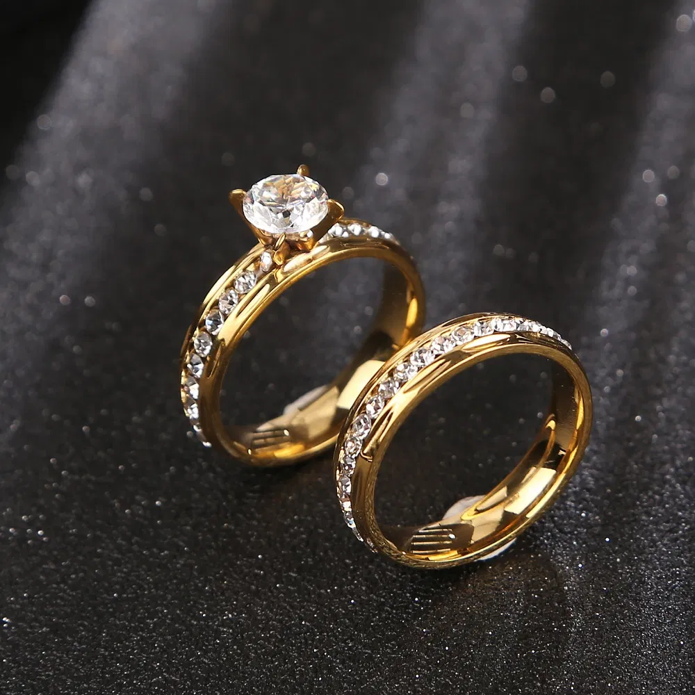 Gold Hochzeitsringe Edelstahl Verlobungsring für Frauen