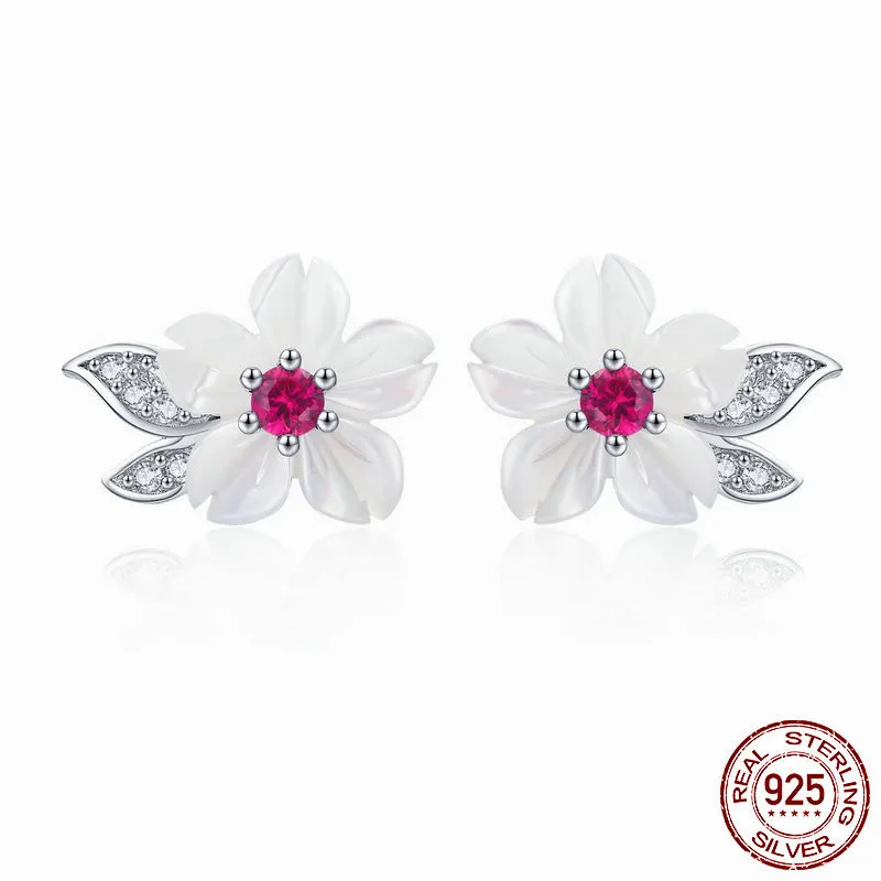 Shell Flower Stud Ohrringe S925 Silber Persönlichkeit Mode