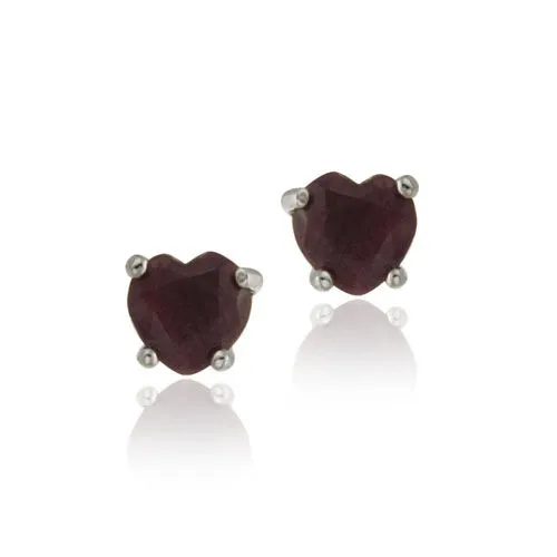 Sterling Silber 1,04ct Ruby 5mm Herz Stud Ohrringe