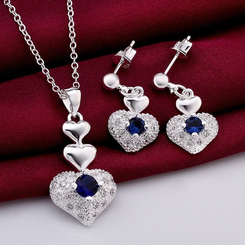 Herz geformte blaue Zircon Stud Ohrringe Boutique Schmuck