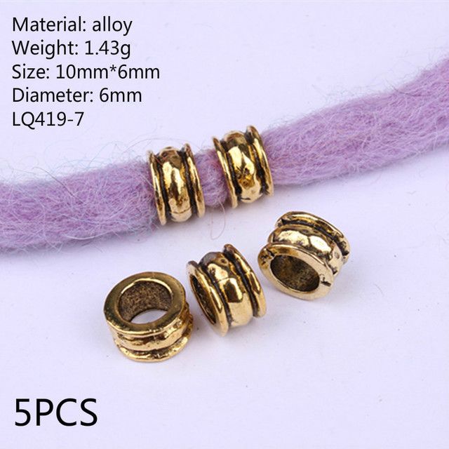 5 Stück Metall Haar Ring Perlen Ärmel Rohr Amulet