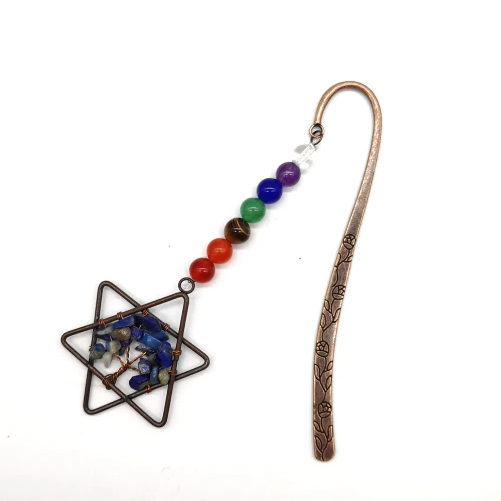 Sechs Spitzen Stern Natürlicher Kies Kristallbaum des Lebens Bookmark