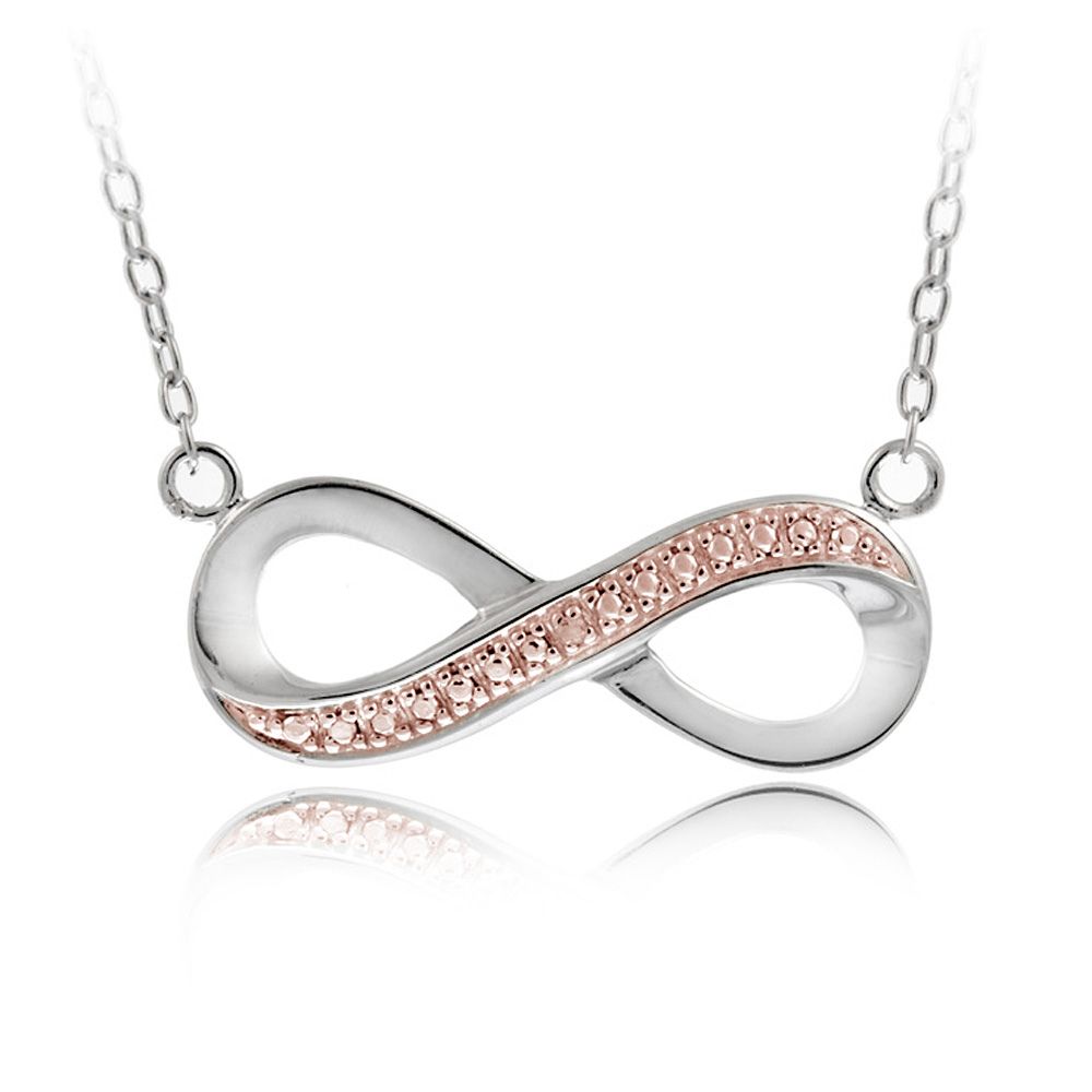 18 Karat Rose Gold über Sterling Silber Champagner Diamant Accent Infinity Kette