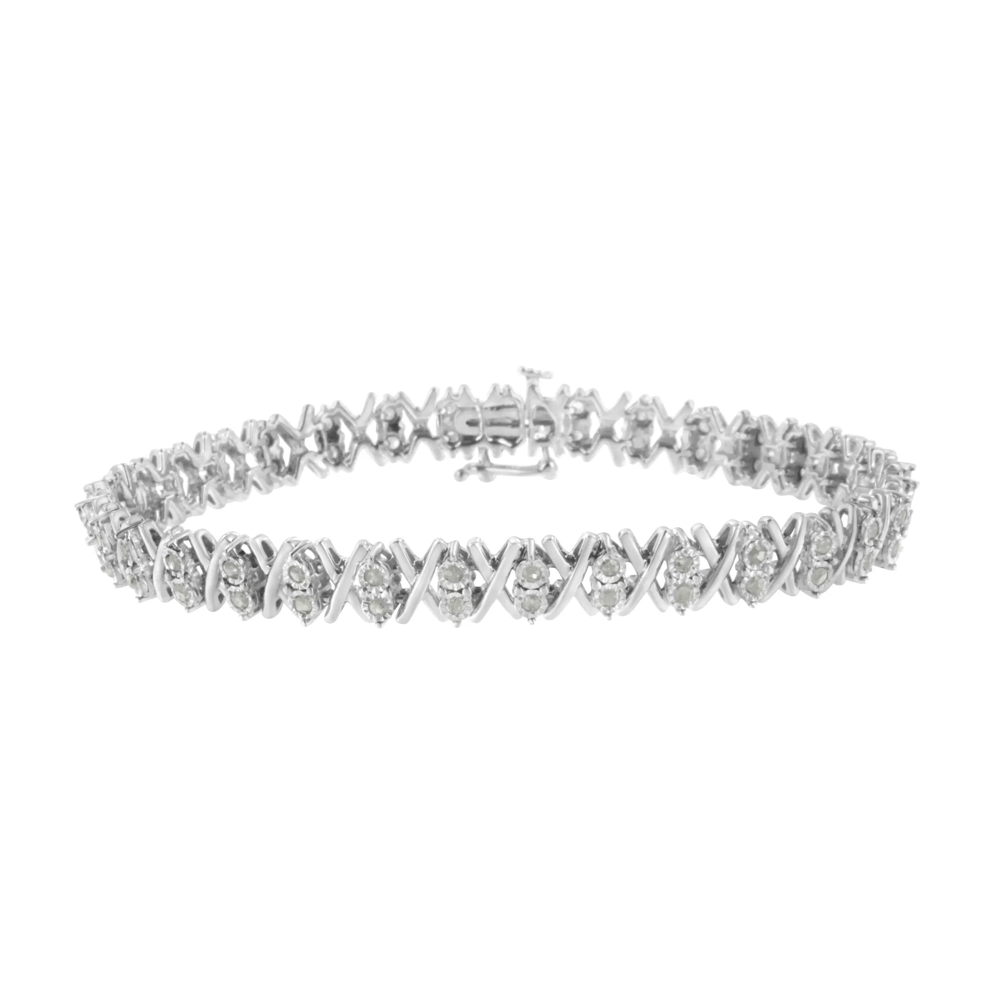 .925 Sterling Silber 1,0 Cttw Diamant Miracle-Set X-Link 7
