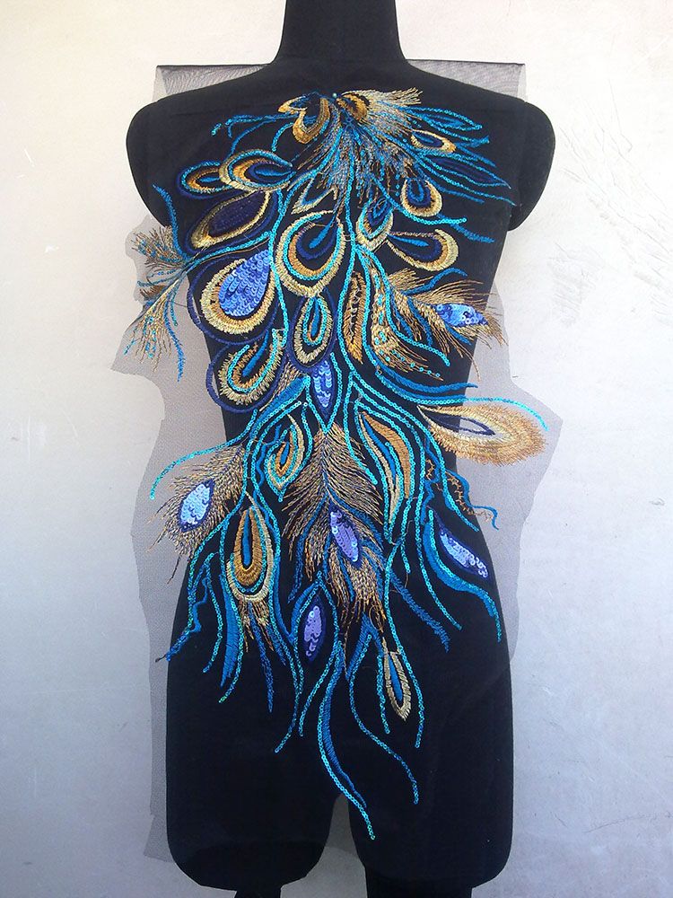 Phoenix Feather Phoenix Tail Bestickte Stoff Paste