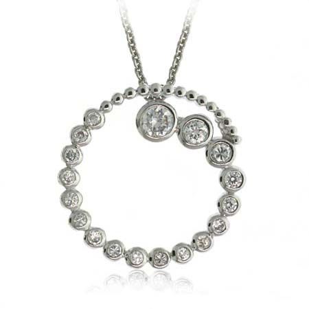 Sterling Silber CZ Circle Journey Halskette