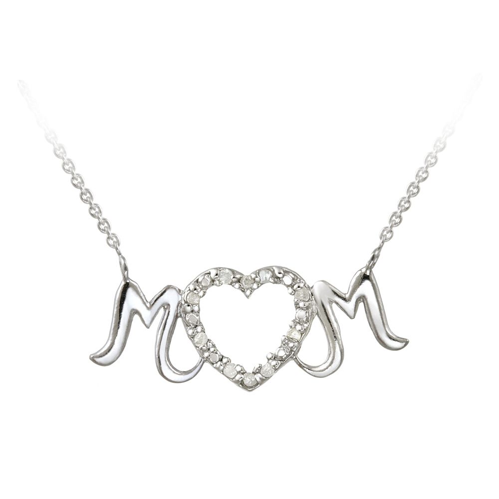 Sterling Silber .10ct Diamant MOM Herz Halskette