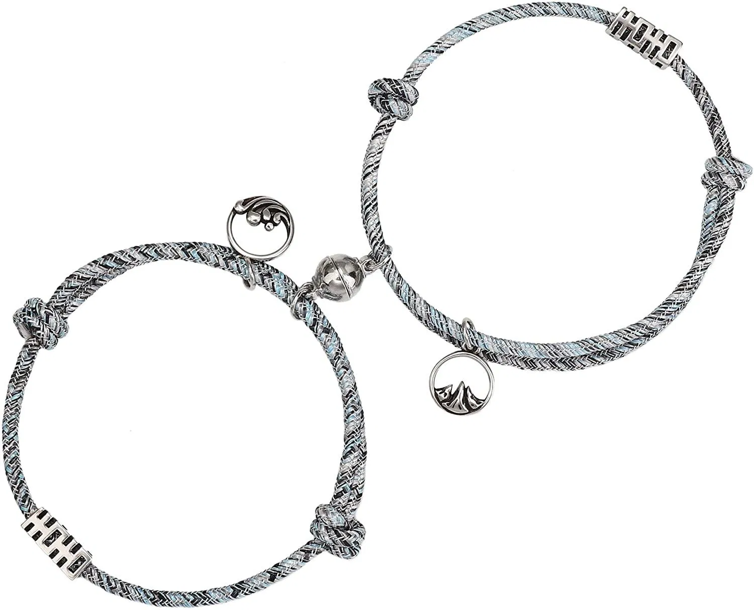 Paare Magnetarmband verstellbare gegenseitige Anziehung Weben Seil geflochten Charme Anhänger Armband mit magnetischen Glocken Gelübde des ewigen Armbandes für Frauen Männer Geschenk