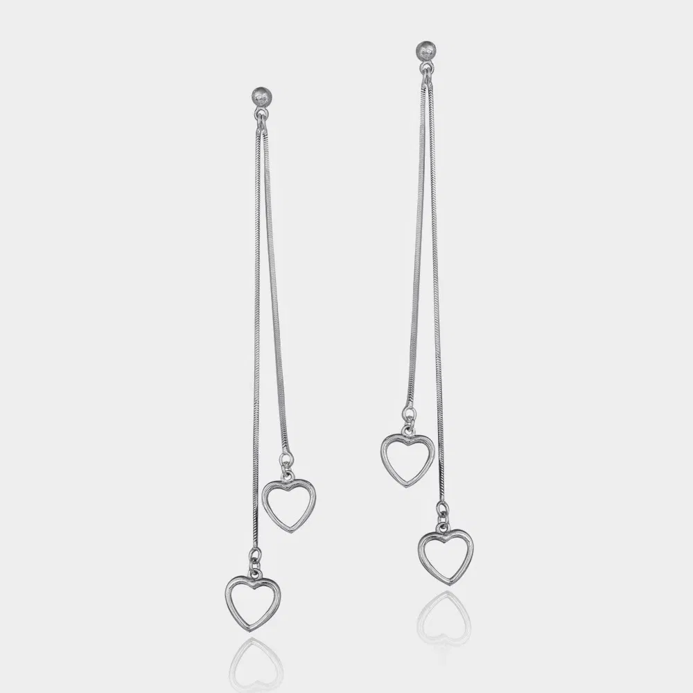 Sterling Silber Doppel-Herz - Kette Ohrringe