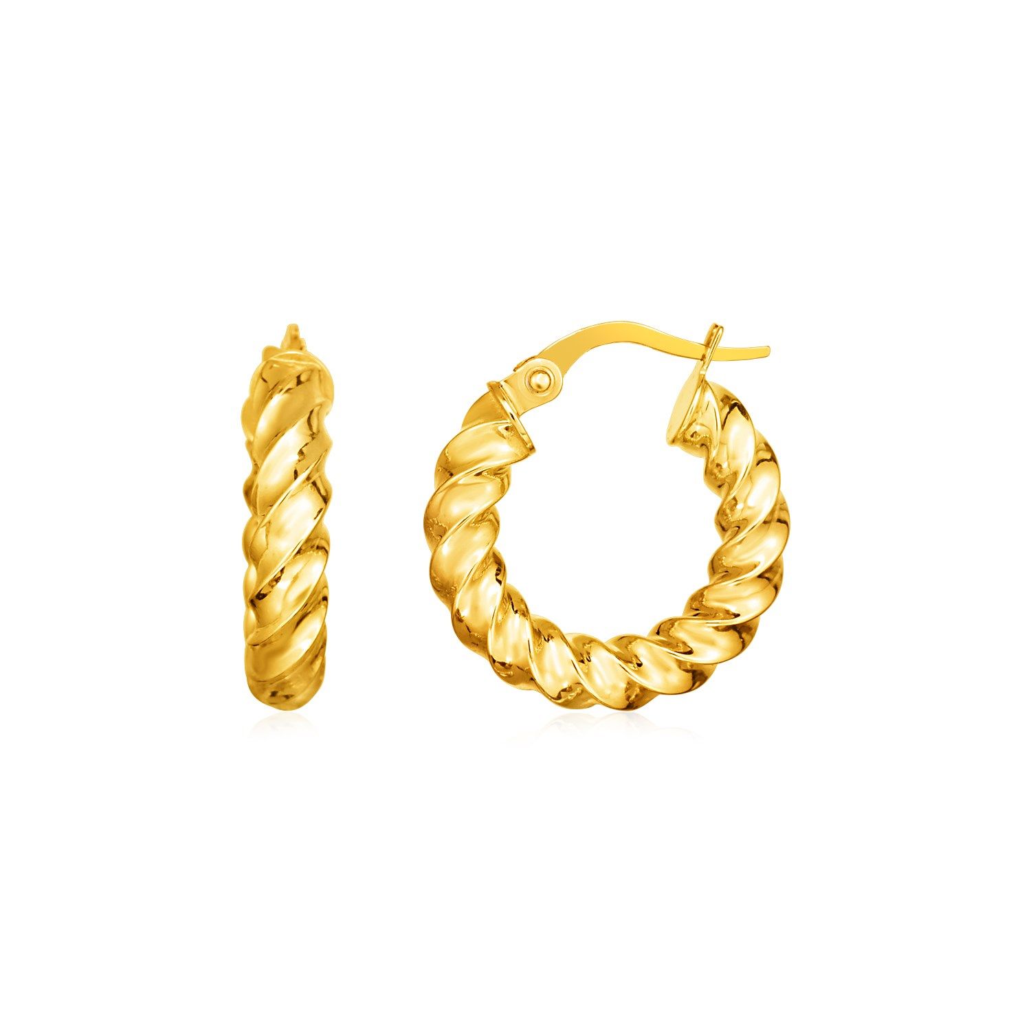 14 Karat Gelbgold Poliert Twisted Hoop Ohrringe (3x11mm)