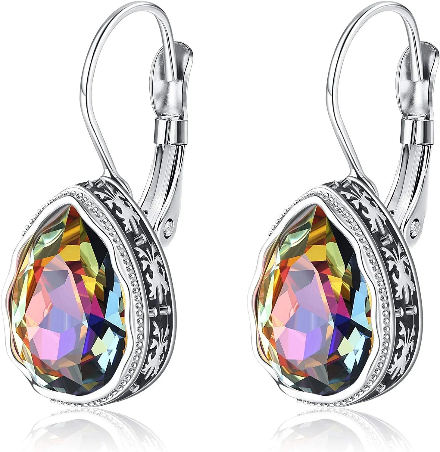 Leverback Ohrringe 18K Gold Plated Teardrop Austria Crystal Leverback Dangle Ohrringe Naturstein Drop Dangle Ohrringe für Frauen Mädchen