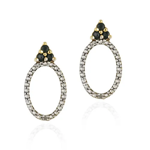 18 Karat Gold über Sterling Silber Sapphire & Diamant Akzent Oval Drop Ohrringe