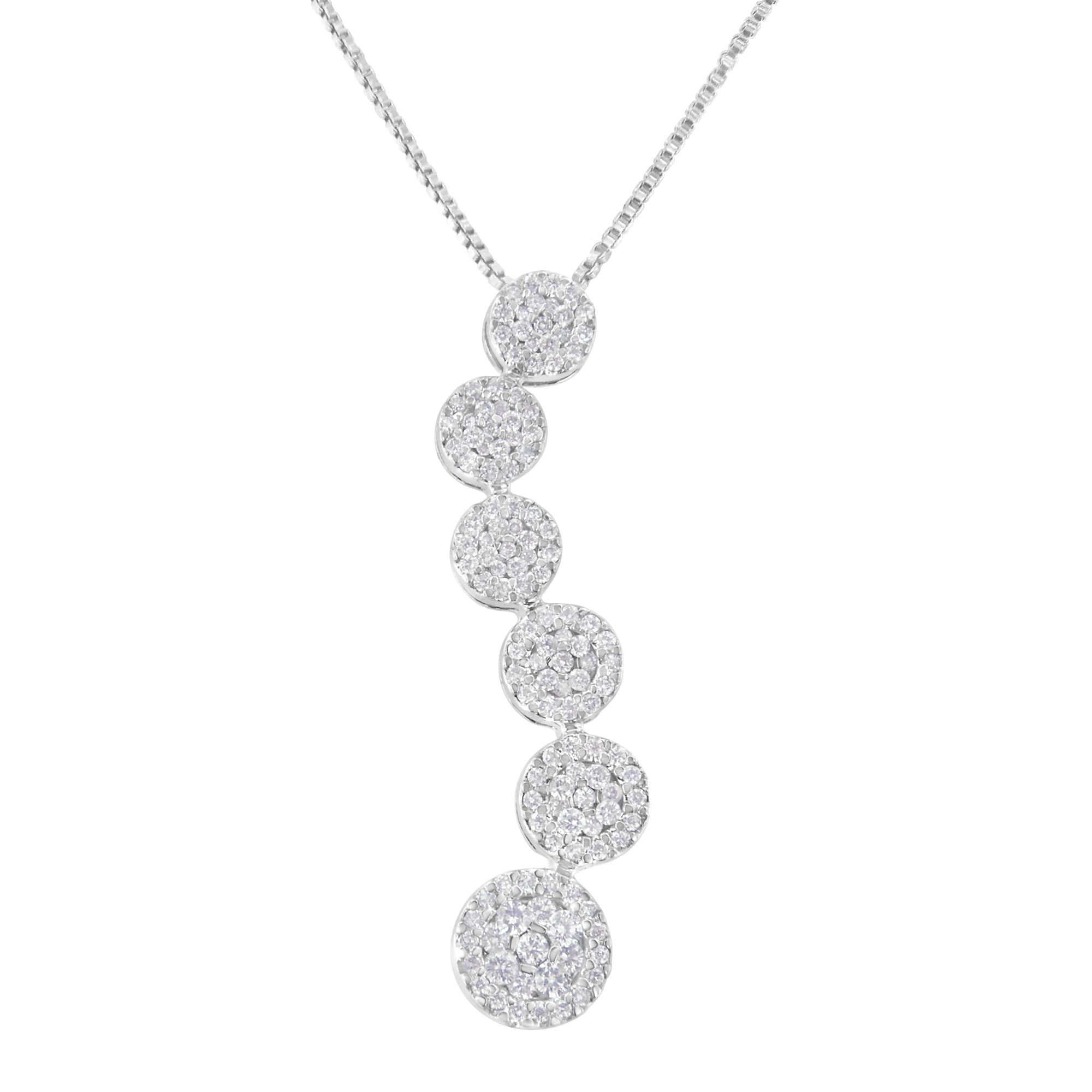 14 Karat Weißgold 1 cttw Diamant Cluster Reise Anhänger Halskette (H-I, I1 - I2)