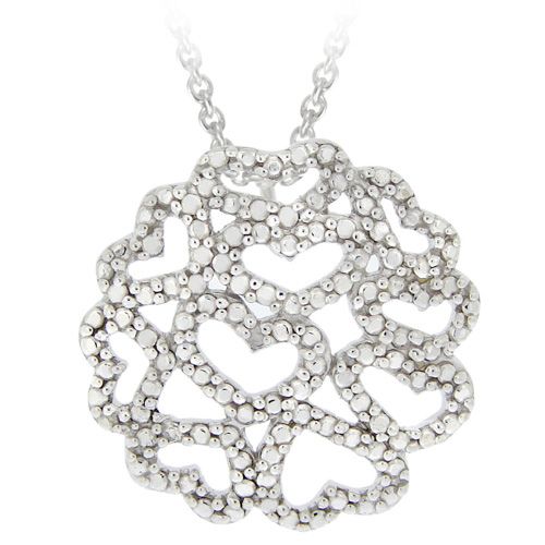 Sterling Silber Diamant Akzent Filigree Herzen Liebe Anhänger