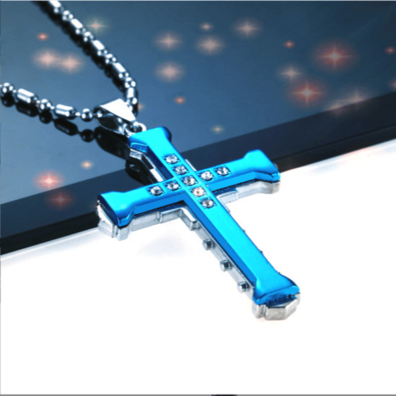Modische Männer Jesus Kreuz Zircon Halskette Goldplated Cross Anhänger Hip Hop Halskette für Männer Schmuck Party Jubiläumsgeschenk