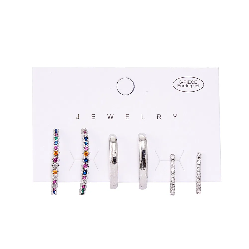 Fashion Color Brick Glossy Brick Stud Ohrringe Set von 6