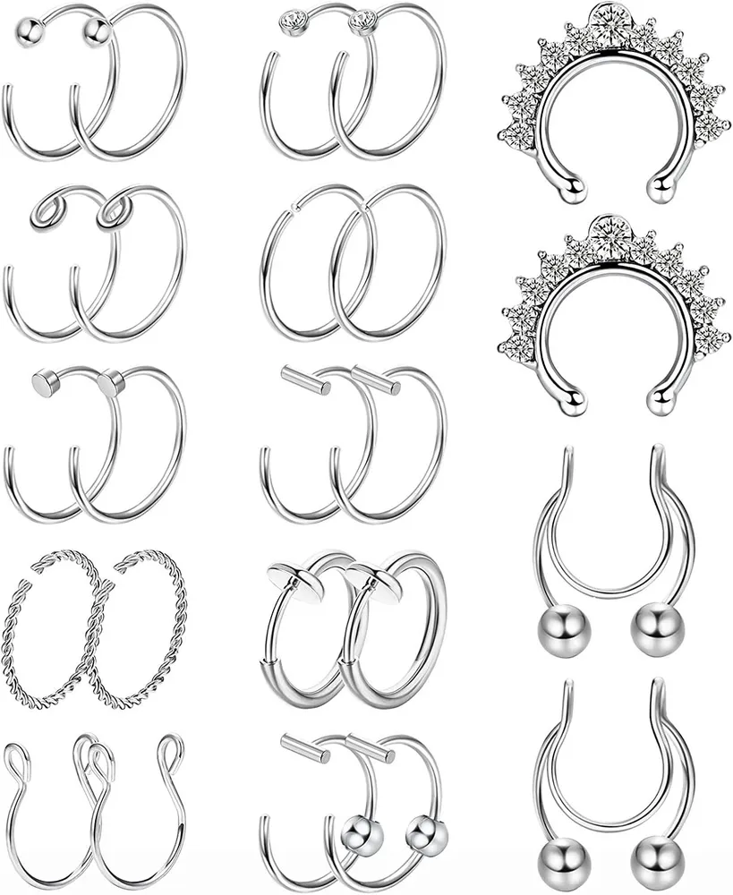 24PCS 20G 316L Edelstahl Nasenringe für Frauen Männer Tragus Knorpel Septum Daith Piercing Lippe Nipple Hoop Ring Body Piercing