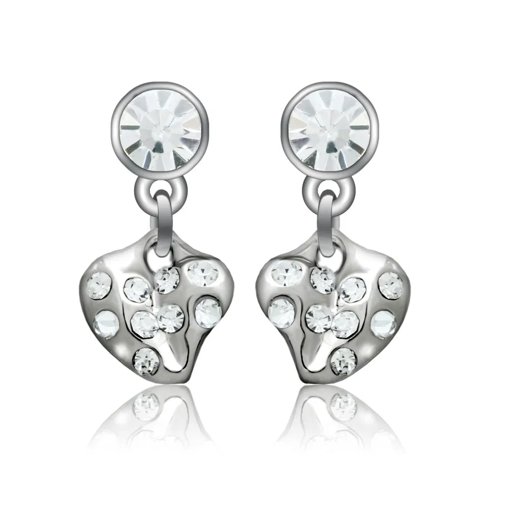 LO1982 - Rhodium-Weißmetall - Ohrringe mit Top-Grade - Kristall in Clear