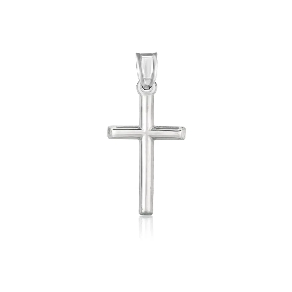 14 Karat Weißgold High Polish Cross Anhänger