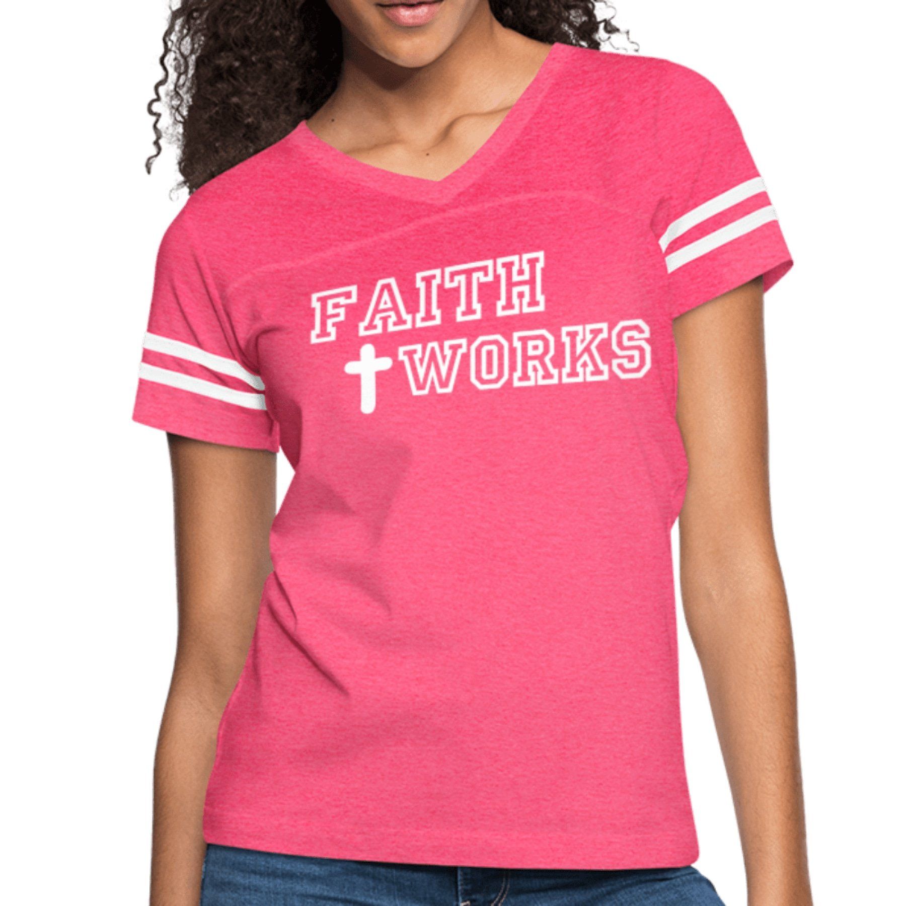 Faith Works Graphic Text Damen Vintage Sport-T - Shirt