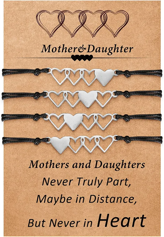 Desimtion Muttertag Geschenke, Mutter Tochter Armbänder Set für 2,3,4,5,6.Matching Herz Zurück zur Schule Armbänder für Mommy und Ich Ostergeschenke für Mädchen