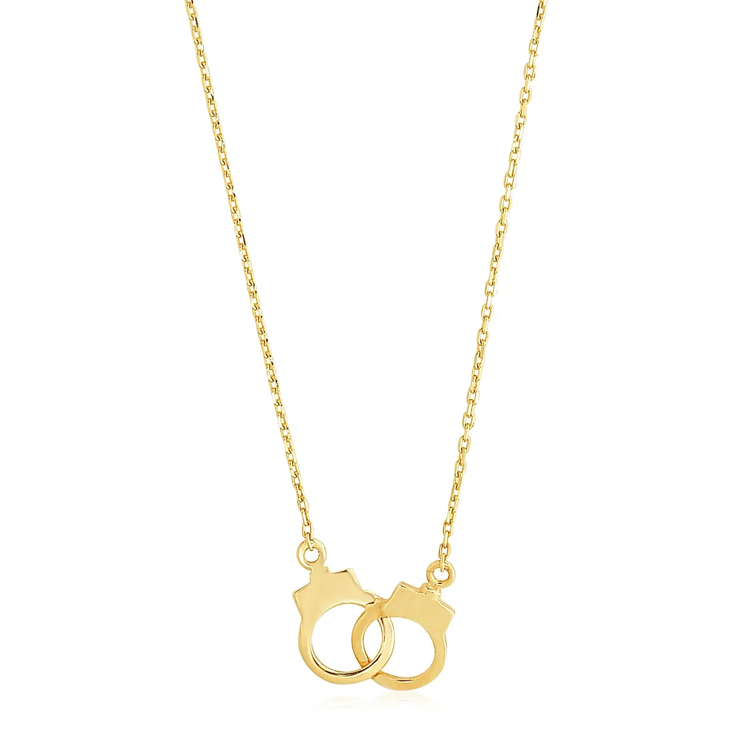 14 Karat Gelbgold High Polish Handschellen Halskette