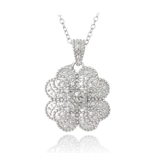 Sterling Silber 1 / 10ct Diamant Clover Halskette