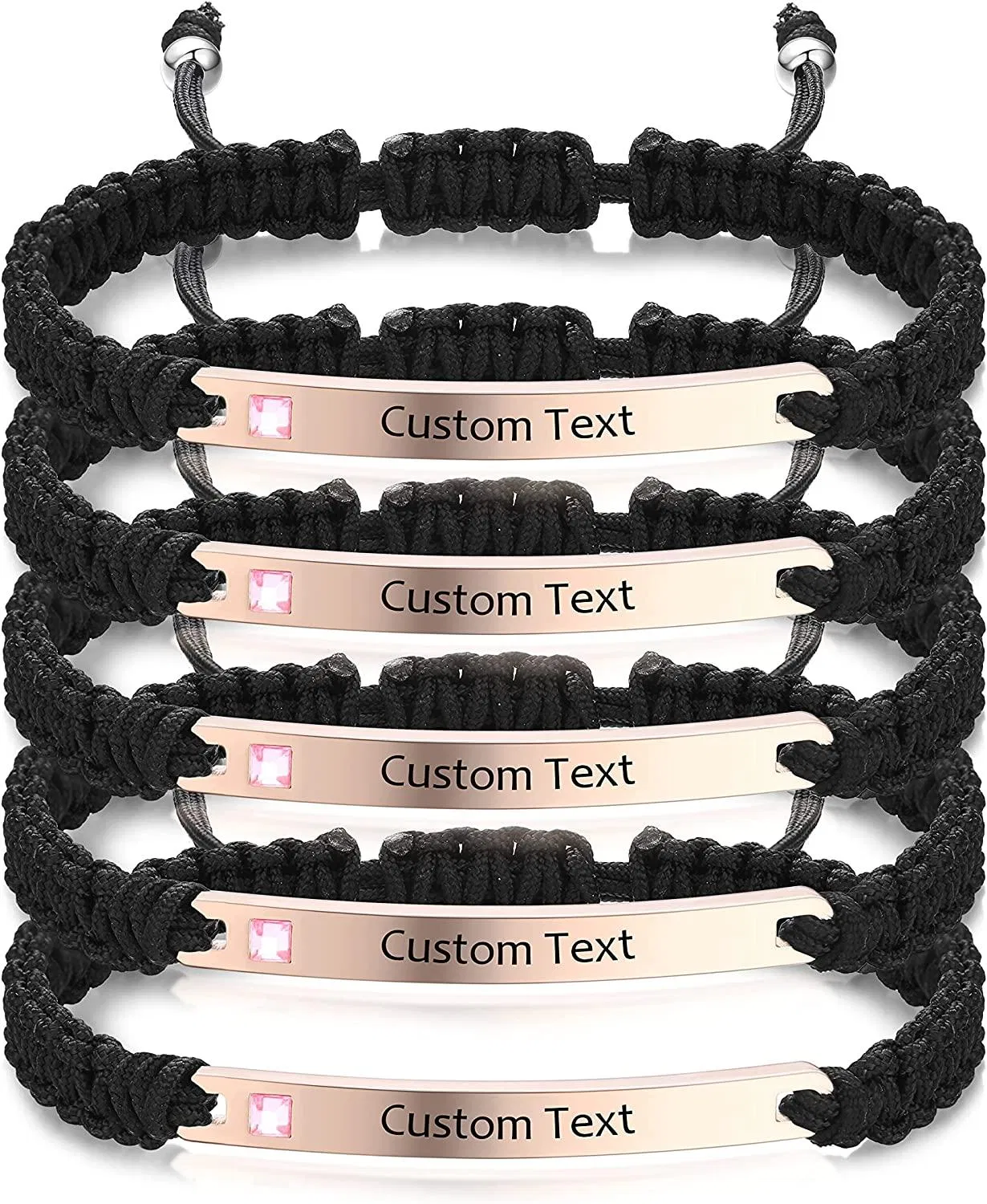 Personalisierte Freundschaftsarmbänder für 2; 3; 4; 5 kostenlose Gravur-ID - Übereinstimmungsarmbänder handgemachtes Geflechtseil verstellbare Armbänder für Freunde Paar