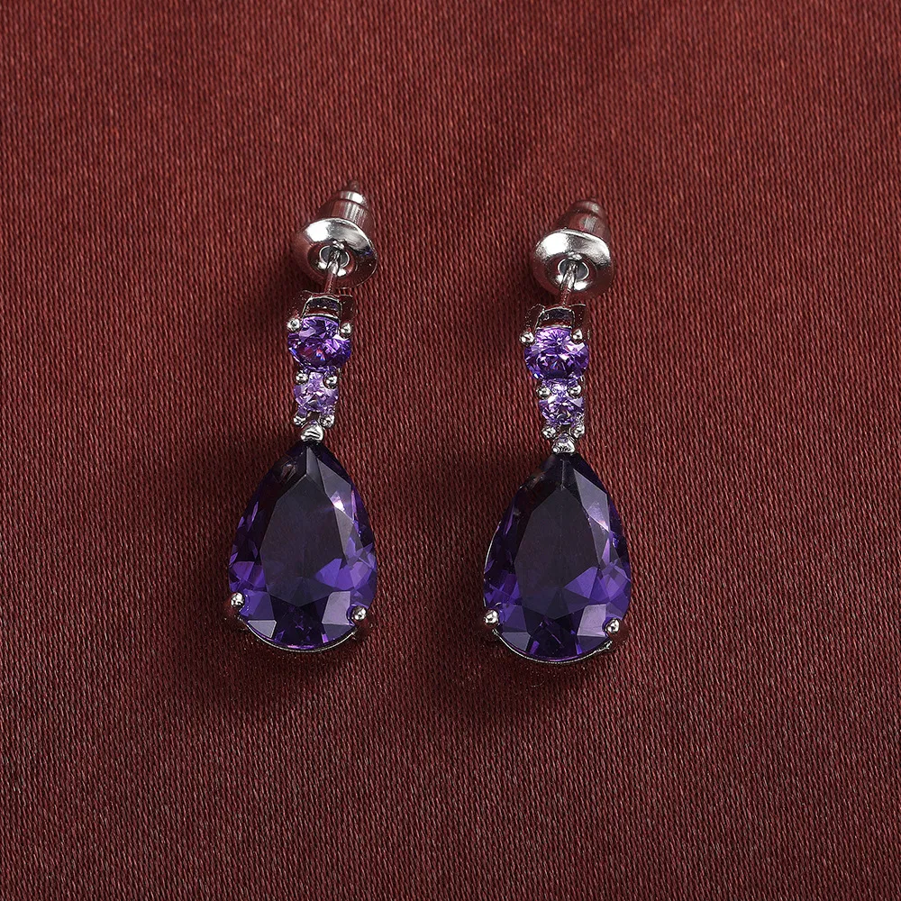 Tränentropfen Ohrringe mit Kubik-Zirkon - Stud Drop-Dangle - Ohrringe Hochzeitsschmuck Edelstein für Frauen