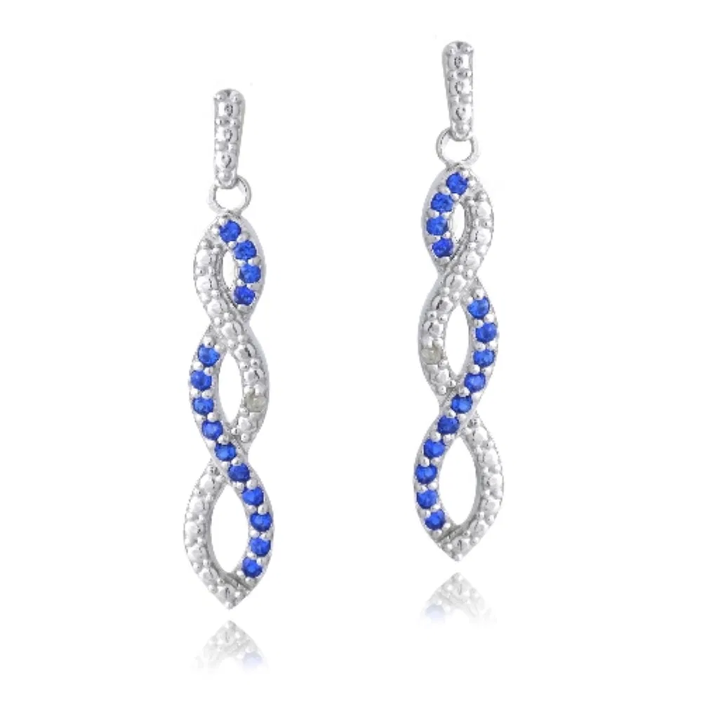 Sterling Silber 4 / 5ct geschaffen Sapphire & Diamond Accent Triple Infinity Dangle Ohrringe