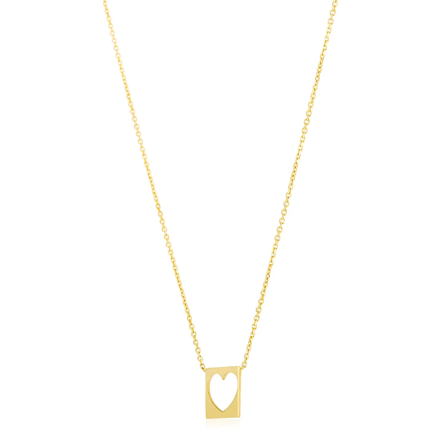 14 Karat Gelbgold High Polish Cutout Herzen Halskette