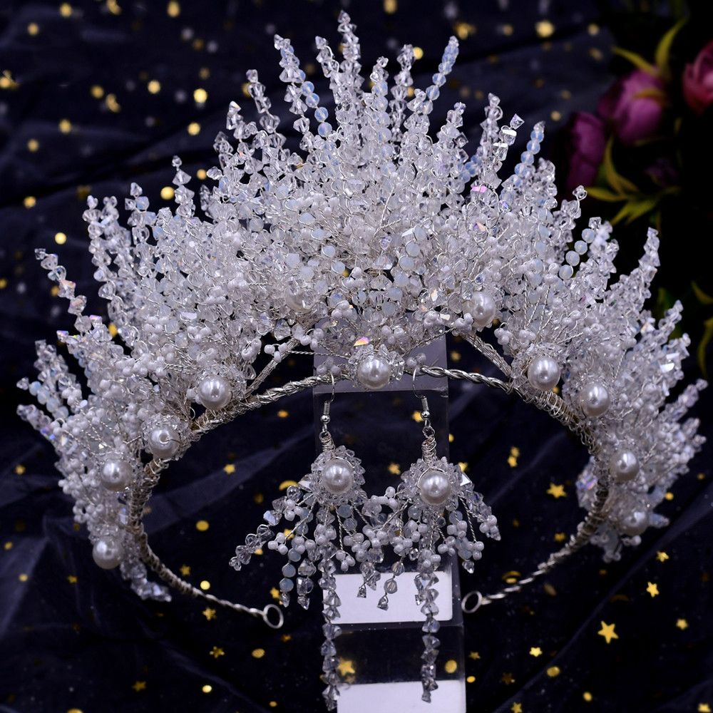 Hochzeit Kopfhörer Silber Handmade Crystal Big Crown