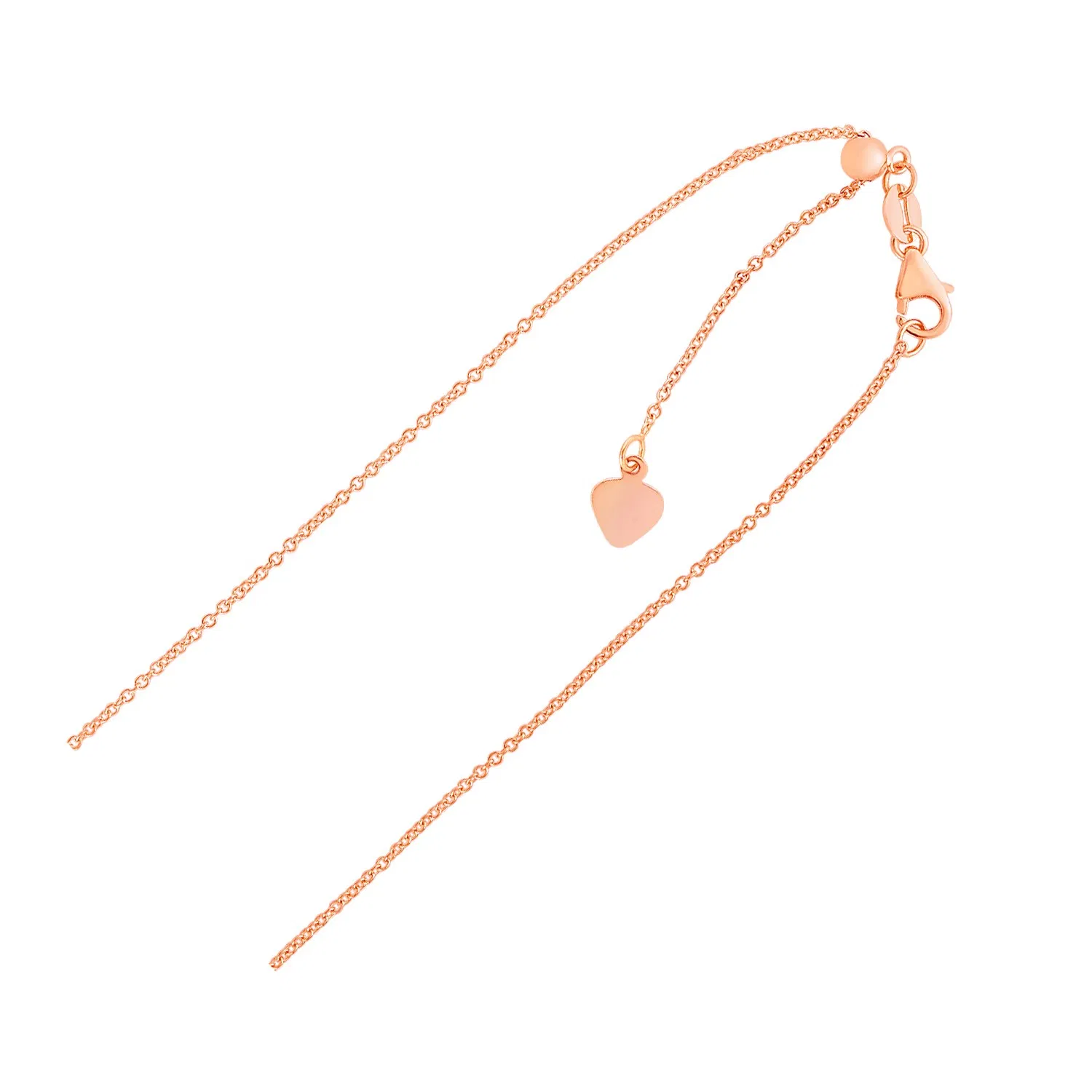 Einstellbare Kabelkette in 14 Karat Rosegold (1.0 mm)
