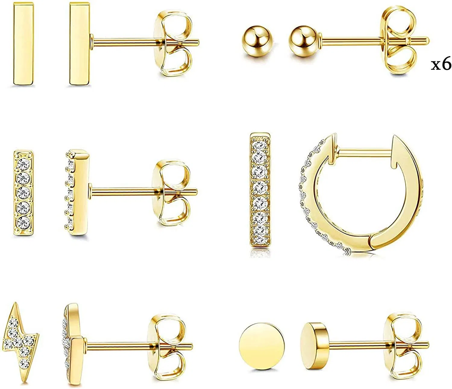 11 Paare Knorpel Stud Ohrringe Set für Frauen Minimalist Tiny Ball Ohrringe Hoop Huggie Lightning Bar CZ Stud Ohrringe Set