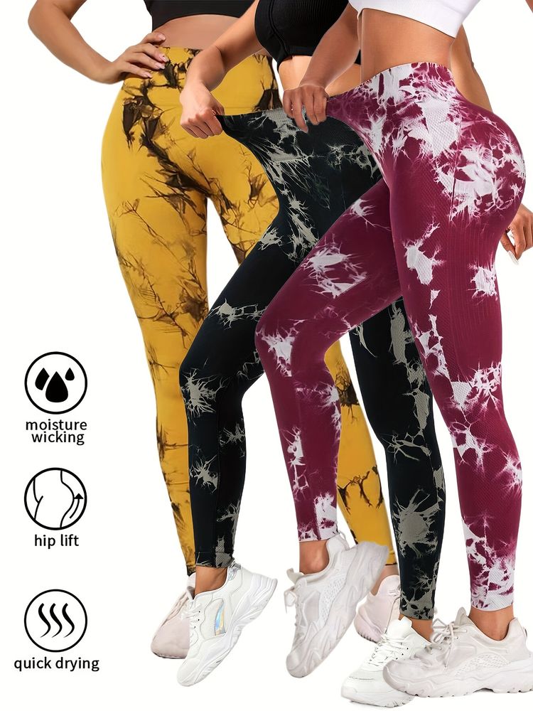 3 Pack Tie Dye Workout Nahtlose Leggings Für Frauen High Waist Gym Leggings Yoga Hosen, Nahtlose Leggings Für Frauen High Waist Yoga Hosen