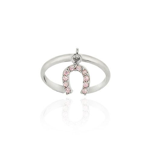 Sterling Silber Hanging Pink CZ Horseshoe Toe Ring