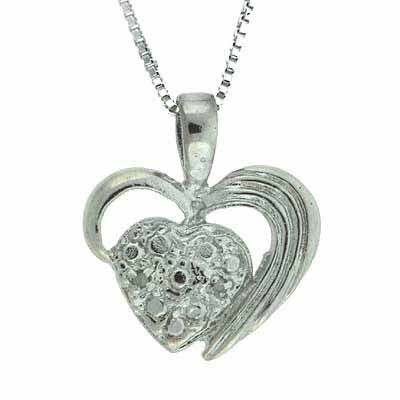 Sterling Silber Diamant Akzent Herz in einem Herzen Anhänger