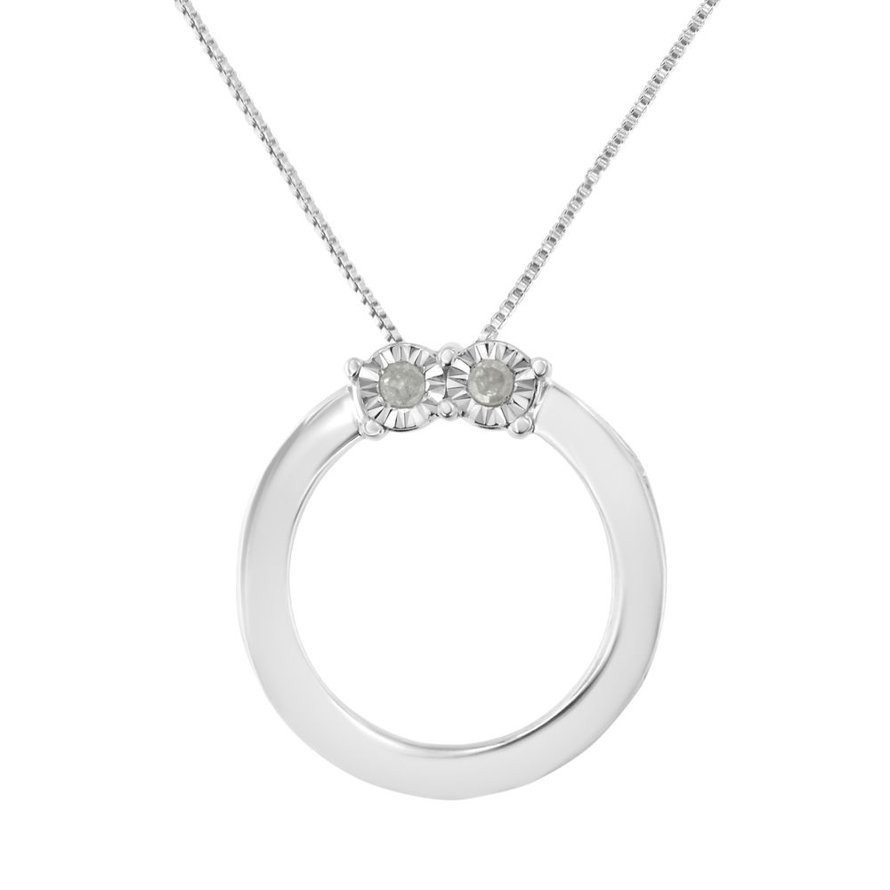 .925 Sterling Silber 1 / 10 Cttw Diamant Miracle-Set 2 Stein 'Zusammen für immer' Open Circle 18