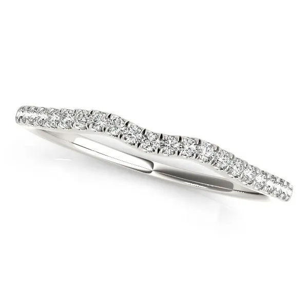 14K White Gold Wave Theme Diamond Hochzeitsband (1 / 8 cttw)