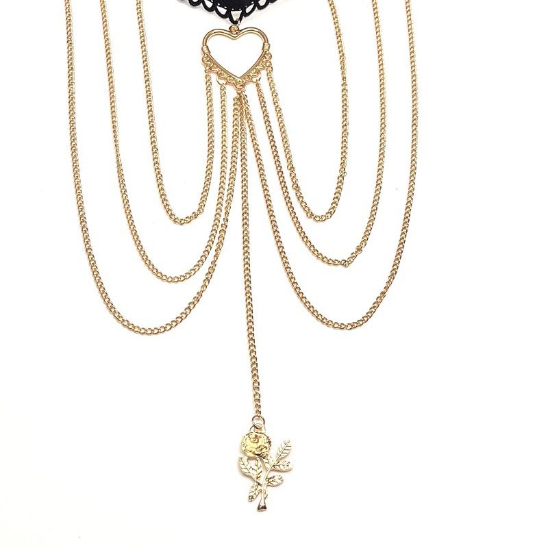 Love Rose PendantTassel Multi-Schicht Leg Chain