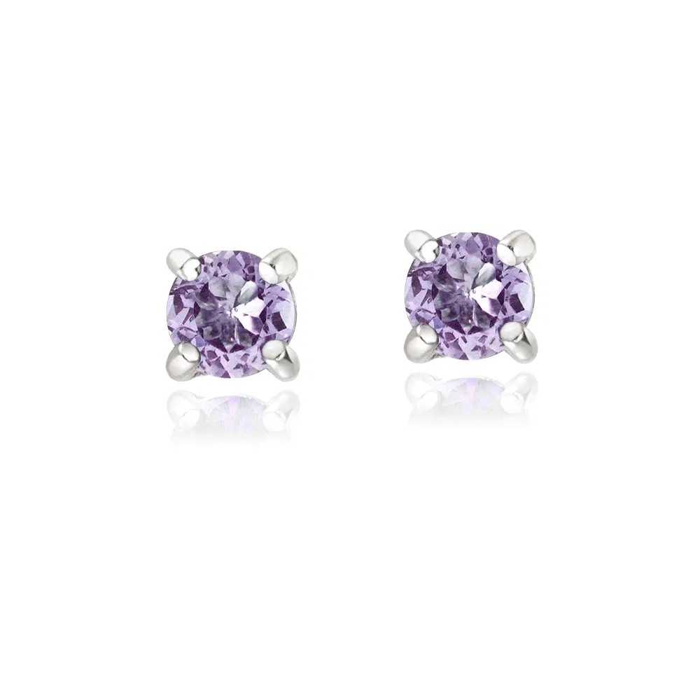 Sterling Silber .2ct Amethyst Round Stud Ohrringe, 3mm