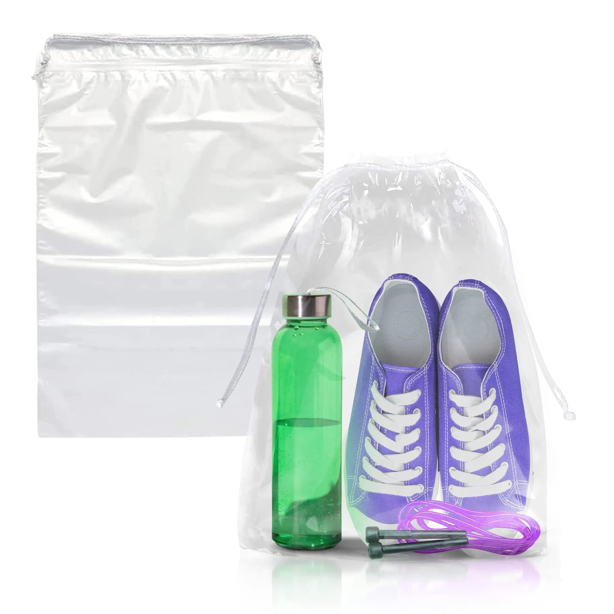 Clear Drawstring Tasche, 9 x 12 Zoll. 50 Pack Clear Plastic Drawstring Bags. 2 Mil Doppel Drawstring Clear Taschen Wasserdichte Taschen für Goodies, Reiseessentials, Schuh-Organisator - Taschen