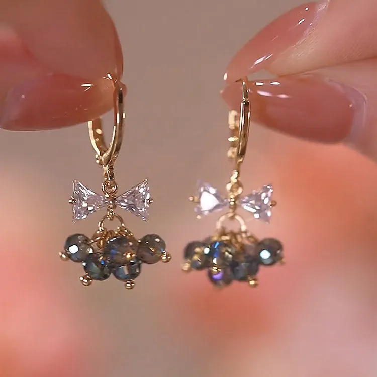 Frauen farbenfrohe Star Butterfly Zircon Bow Ohrringe