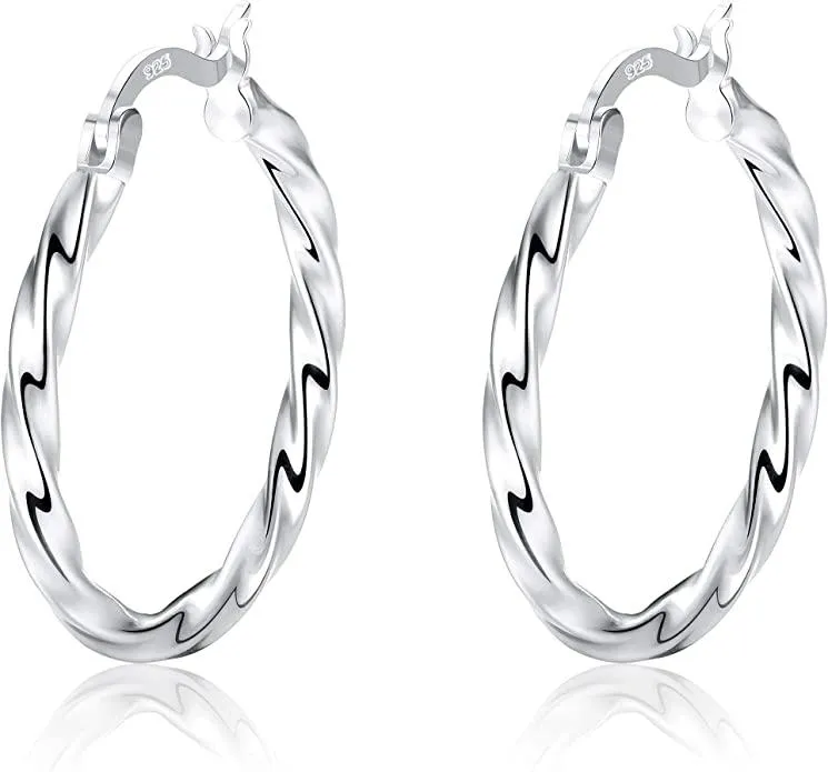 Huggie Big Hoop Ohrringe für Frauen Männer Wasser Ripple Twist Round Ohrringe Sensitive Ohren