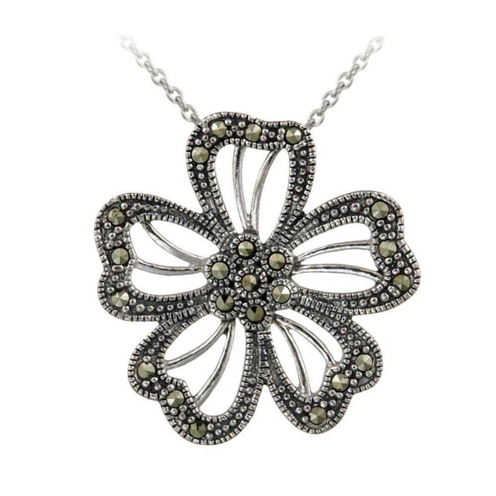 Sterling Silber Marcasite Blumen Slide Anhänger