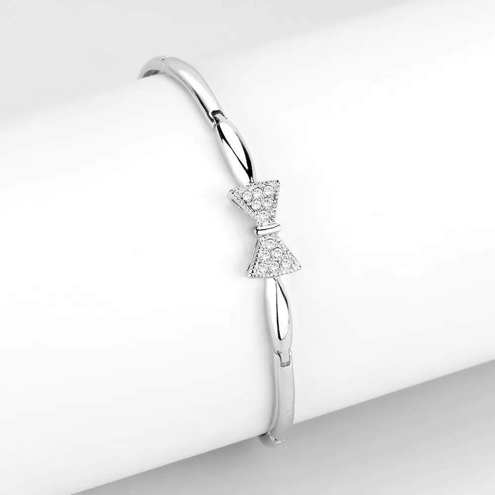 LO4742 - Rhodium Brass Armband mit Top-Grade - Kristall in Clear